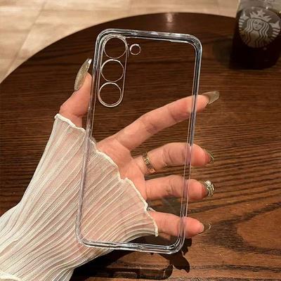 Plain High Clear Silicone Phone Case for Samsung S24 S25 S23 S22 S21 Plus S24 FE S25 Edge Ultra Thin Transparent Cover