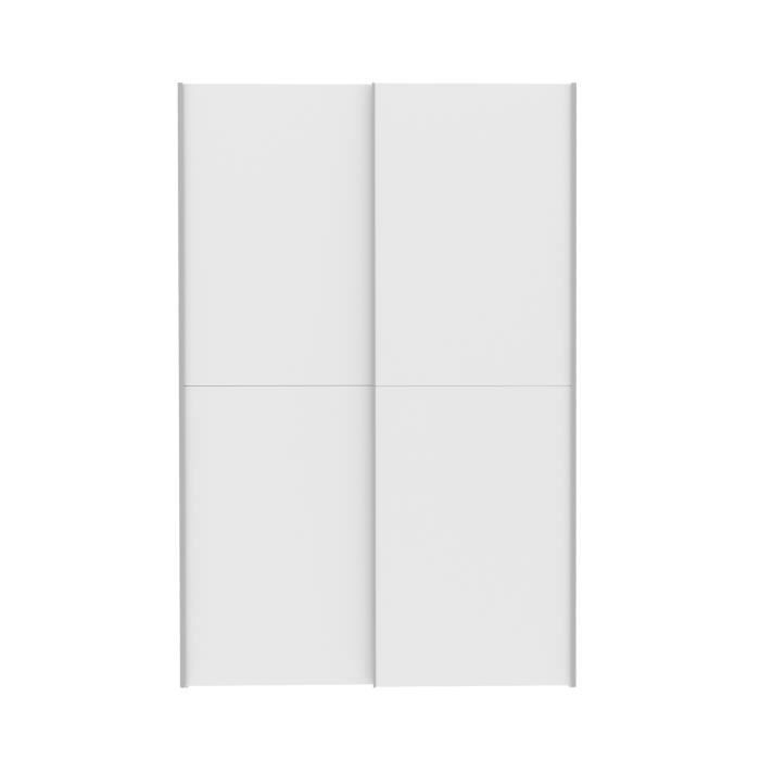 Wardrobe with 2 Sliding Doors - Matt White - L 120 X D 61.2 X H 190.5 Cm - OZZULA