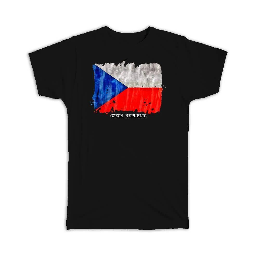 Gift T-Shirt : Czech Republic Flag Europe Travel Expat Country Watercolor XL