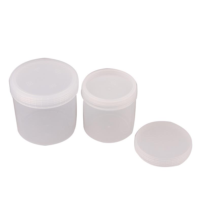 Průhledná uzavřená plechovka s víkem Plastová prázdná balící láhev Kruhové úložiště kbelík Sklenice na sušenky Potravinářské uzavřené plechovky Nádržka