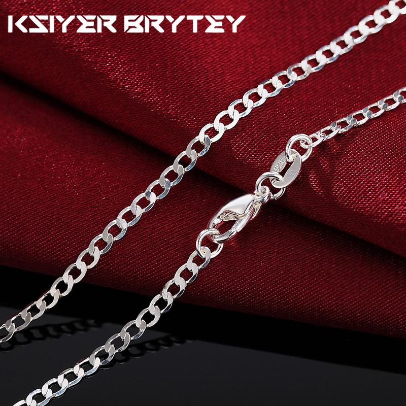 

5 шт. / Лот 925 стерлинговое серебро 16-30 дюймов 2 мм плоское боковое ожерелье цепи для женщин модная вечеринка свадебные украшения подарок