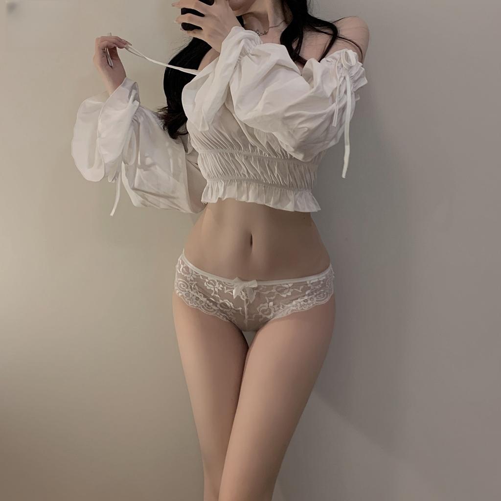 Sex panties female sexy transparent seduction lace cross strap open crotch thong T pants B