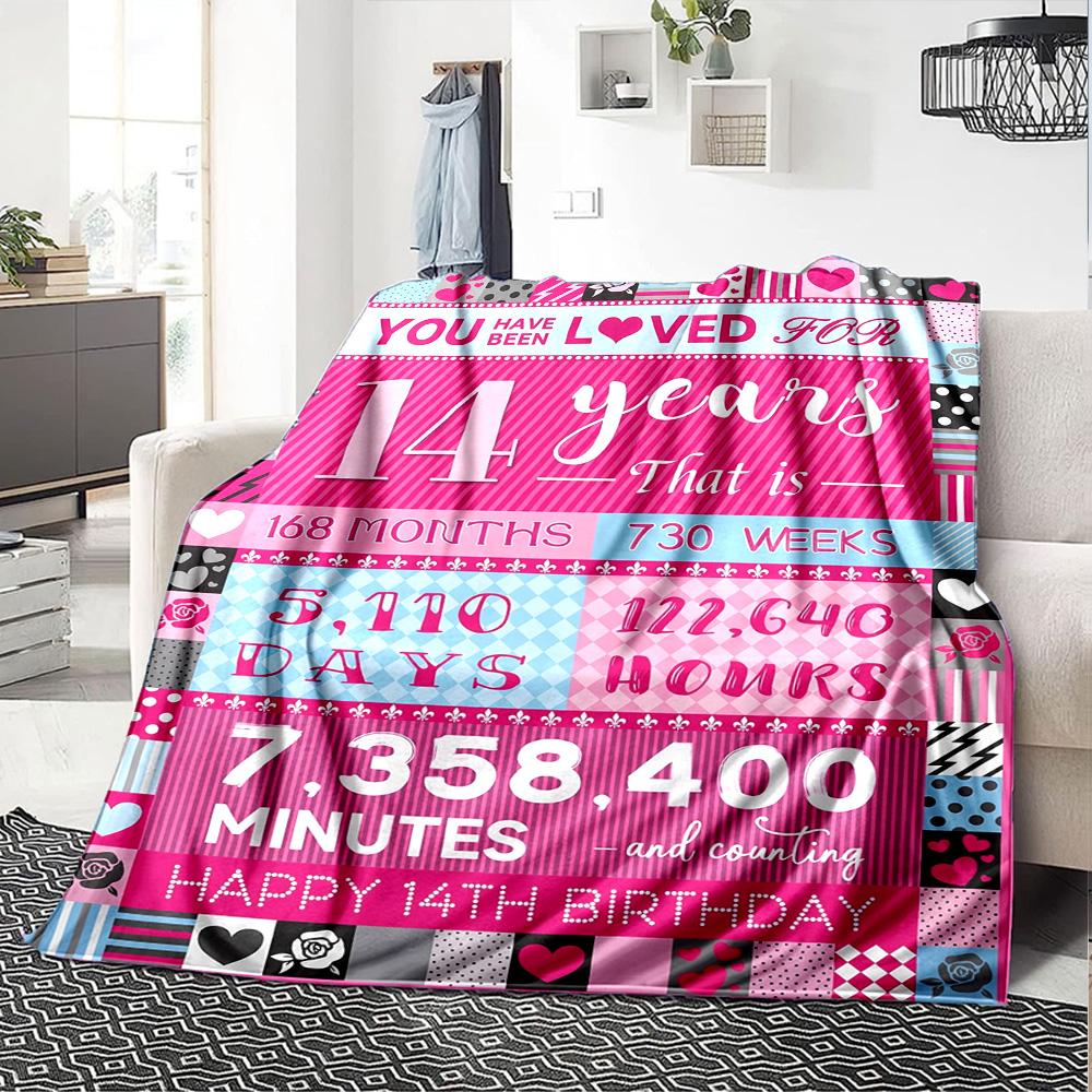 14Th Birthday Celebration Multi-purpose Blanket Comfortable Ure Versatile Picnics Four Seasons Universal Warmthful Decor and Friends Y8