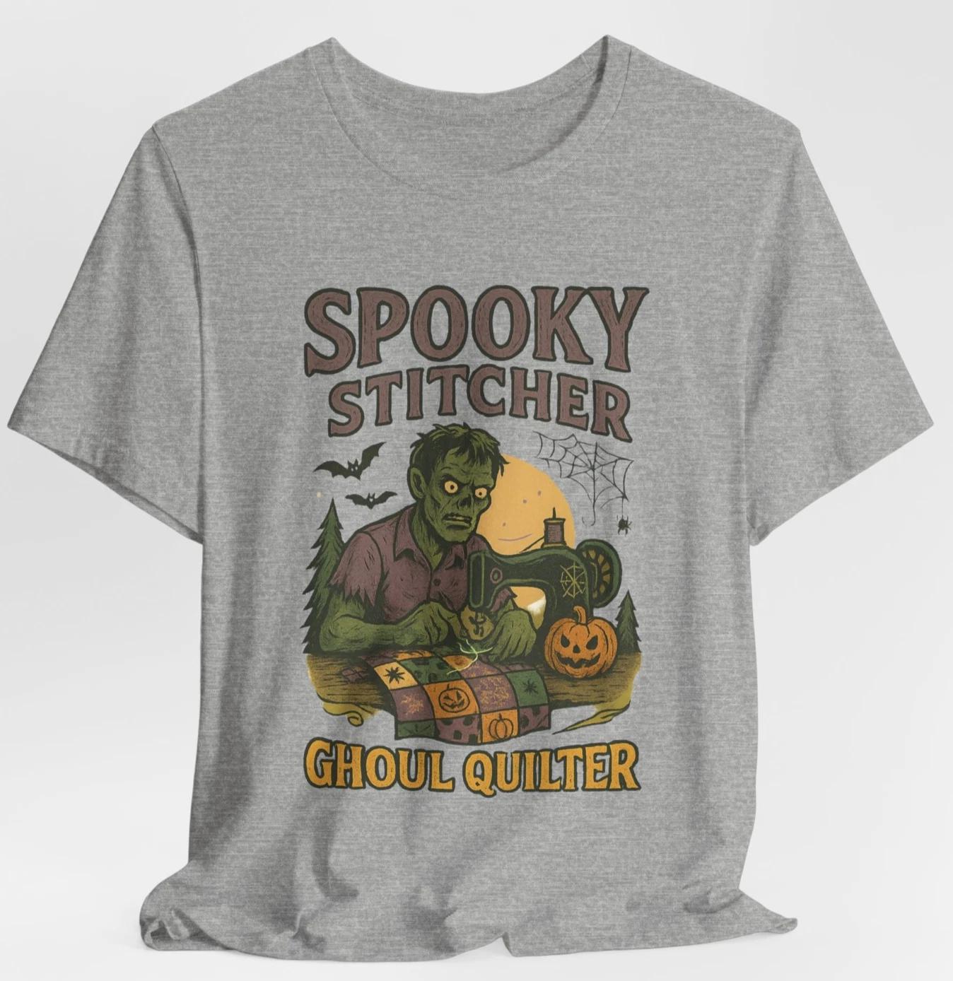 Ghoul Quilter Halloween T-Shirt Spooky Stitcher Funny Sewing Crafter Tee S
