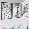 Modern Minimalist Abstract Metal Wall Art Female Silhouette Linework Home Decor