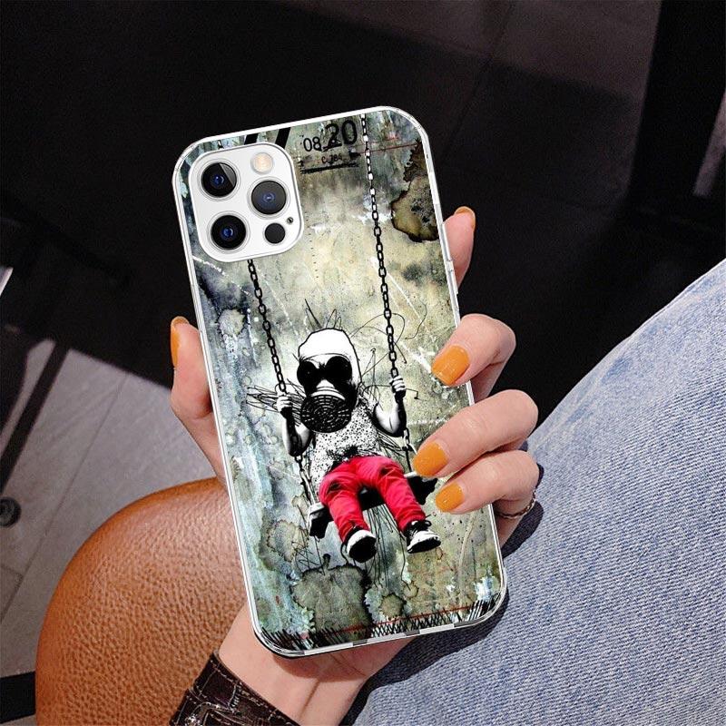 Street Art Banksy Graffiti Phone Case For iPhone 17 Air 16 Pro Max 16E 15 + 14 Plus 11 12 13 Mini 7 8 SE Gift Print Cover Fundas iPhone 15 Plus