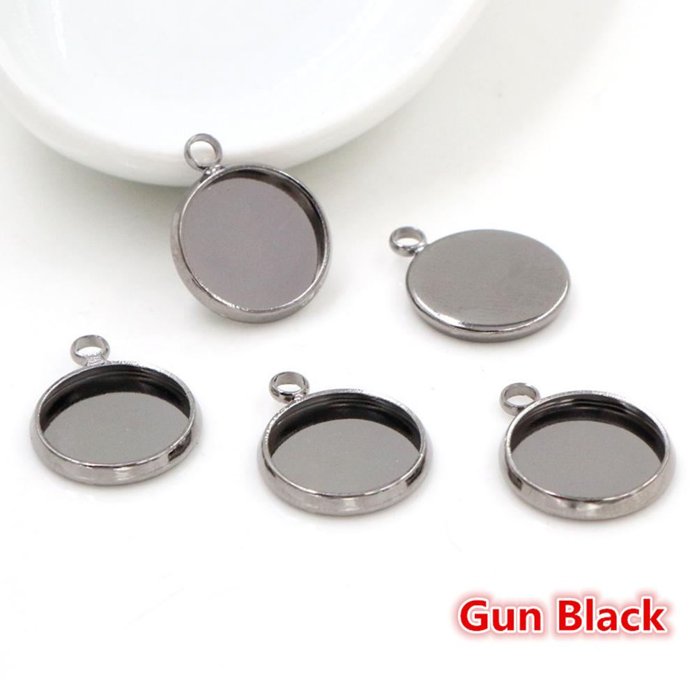 Brass Material 20pcs/lot 10mm 12mm Inner Size 8 Colors Plated One Loops Style Cabochon Base Cameo Setting Charms Pendant Tray