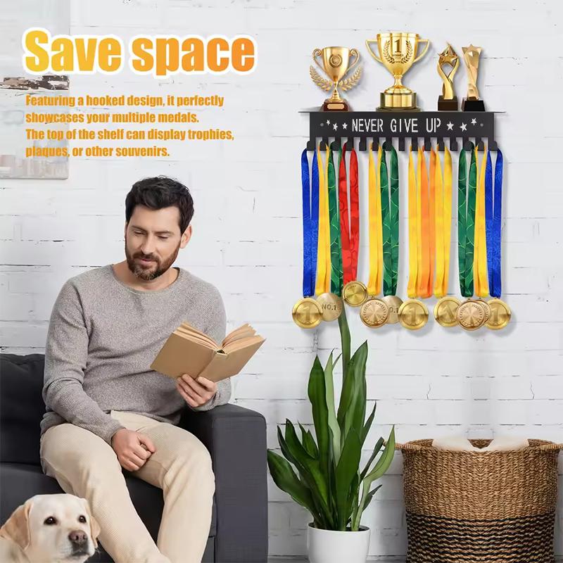 

Металлическая стойка для медалей, держатель для медалей, настенный, большой вместимости, держатель для наград для соревнований, футбола, баскетбола, спорта, карате чёрный