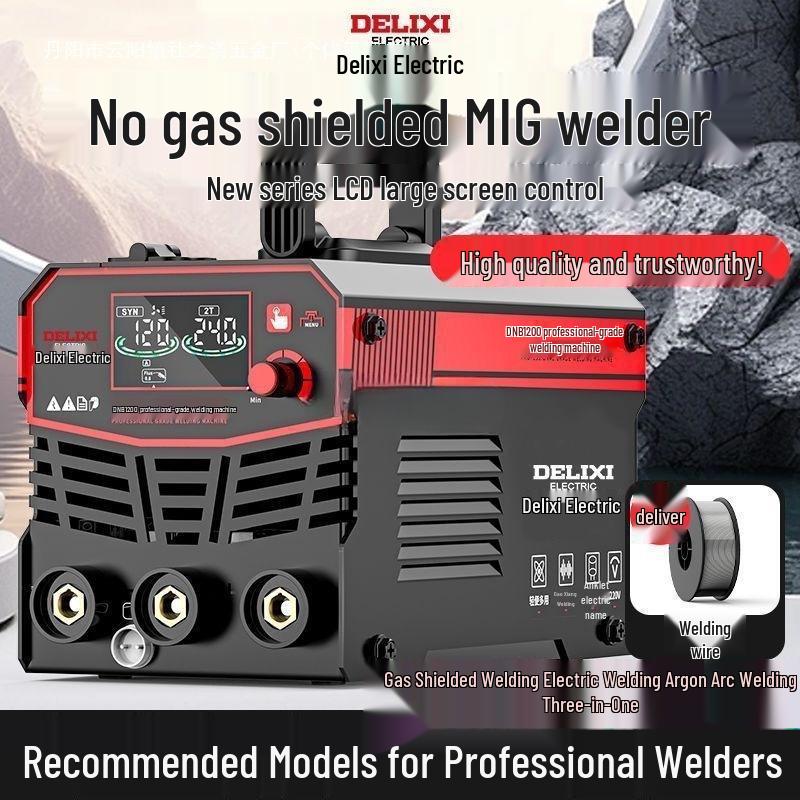 Delixi 1200 3-in-1 Electric Welder: Gasless MIG/MAG, Manual Arc, TIG, Home Use, 220V.