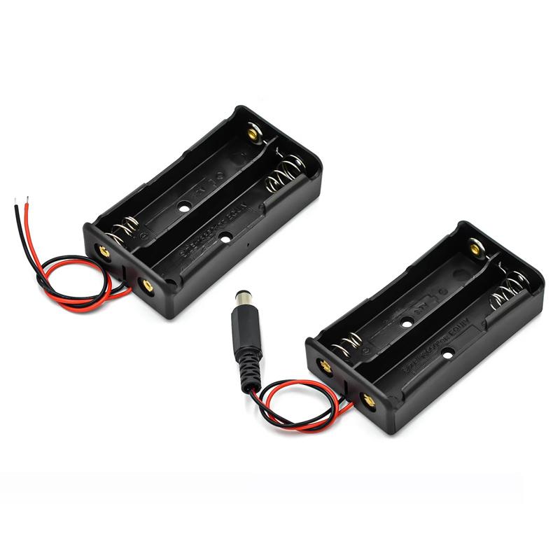 

New 18650 Power Bank Cases 2X 7.4V with DC head 18650 Battery Holder Storage Box Case 2 Slot Batteries Container With Wire Lead
