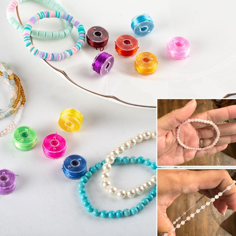 Pack of 25 Assorted Colors Elastic Thread Handy Sewing Machine Bobbins with Storage Box for Jewelry Making and Crafts