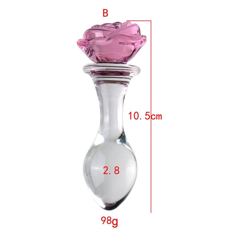 3pcs Rose Flower Glass Anal Plug Vaginal Anus Beads Butt Plug Adult Dildo for Anal Massage Masturbation Sex Toy for Men Women