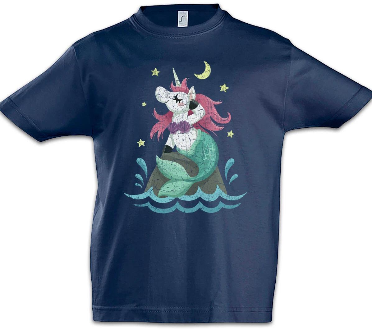 Unimaid Night Kids Boys T-Shirt Mermaid Unicorn Fun Unicorn Mermaid- 110
