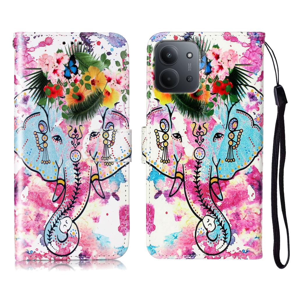 For Xiaomi Redmi 15C 4G (EU) (173mm)/15C 5G (EU) (173mm)/Poco C85 4G (173mm) Case Pattern Leather Wallet Cover with Strap