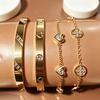 European & American Style Zircon Heart Bracelet: Light Luxury Clover Diamond Inlaid, Non-Fading Titanium Steel