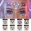 Funny Halloween Fake Tattoo DIY Skull Face Sticker Makeup Body Art Rhinestone Face Sticker  Festive
