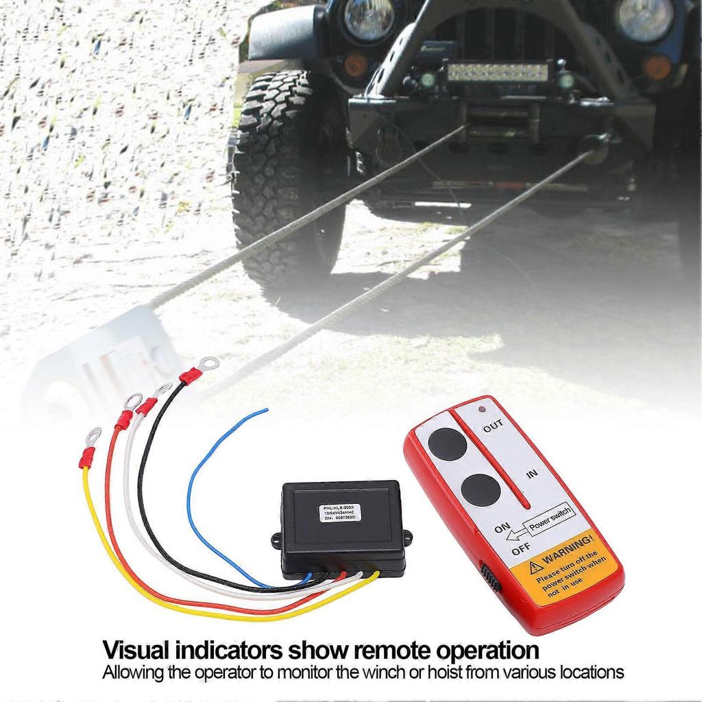Universal Winch Wireless Remote Control Switch Kit with Receiver 12V 24V for Truck Jeep ATV SUV Red less
