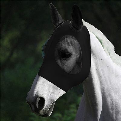 1 Peça Cor Aleatória Máscara Facial de Cavalo Anti-Mosca Respirável Malha de Tricô Elástica Máscara Anti-Mosquito Equipamento Equestre para Cavalgar