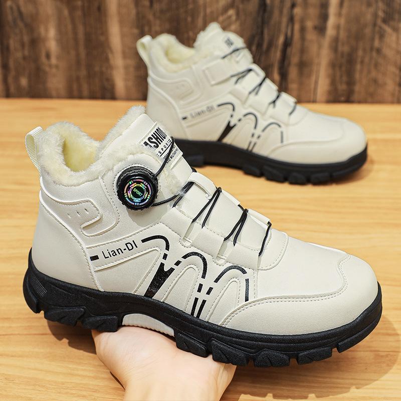 Winter Plush and Thickened High Top Men's Cotton Shoes Versatile Warm Men's Snow Boots