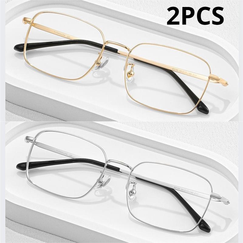 2Pcs Fashionable Comfortable Glasses Retro Pure Luxury Eyewear Small Size Prescription Eyeglasses Frame Men Women Myopia Glasses
