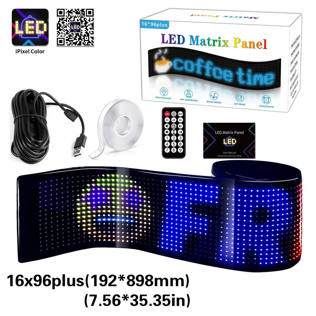 Scrolling LED Sign Programmable LED Sign Bluetooth APP Control Bright Scrolling Text Animations Car Store Christmas Advertising