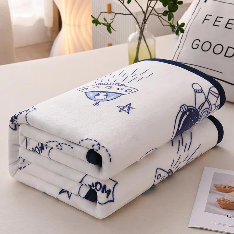 Soft Blanket Warm Coral Fleece Blankets Floral Cartoon Plaid Winter Sheet Bedspread Sofa Throw Mechanical Wash Leisure Covering
