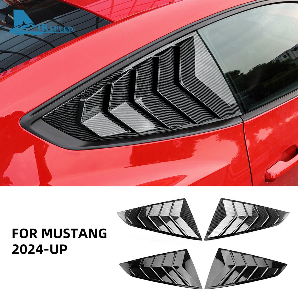 For Ford Mustang S650 GT 2025 2025 Car Rear Louver Window Gloss Black Carbon Fiber Pattern ABS Mirror Shutter Cover Accessories