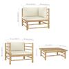 Patio Furniture Sets 5 Piece Garden Lounge Set With Cream White Cushions Bamboo