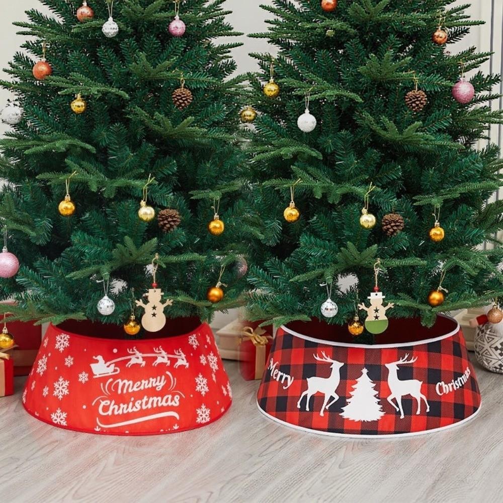 Snowflakes Christmas Tree Skirts Round Xmas Tree Collar Christmas Tree Bottom Cover  Family Holiday