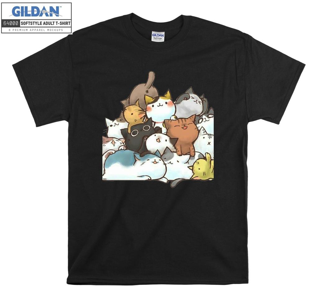 Cutie Cats Japanese Manga T-Shirt Mens Womens Tees Top Cartoon T Shirt Mens Womens Tees Top Men Women Unisex Tshirt 2437
