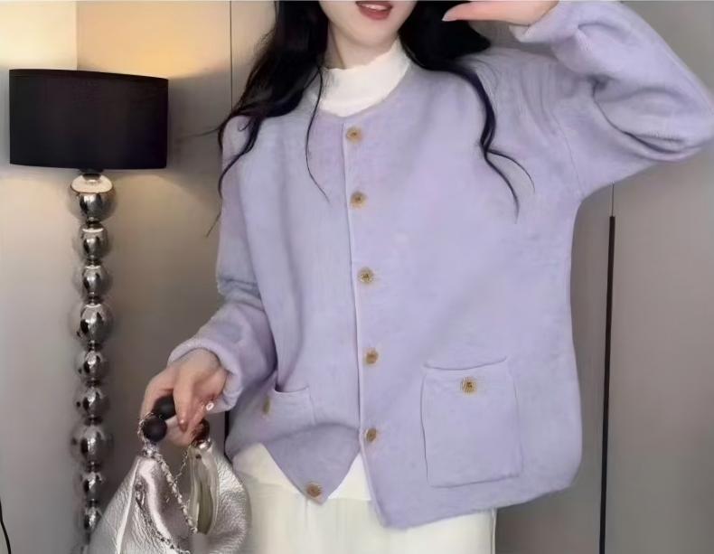 Women's Round Neck Knitted Cardigan: Soft, Slimming, Versatile, Fashionable Loose Sweater for Autumn and Winter