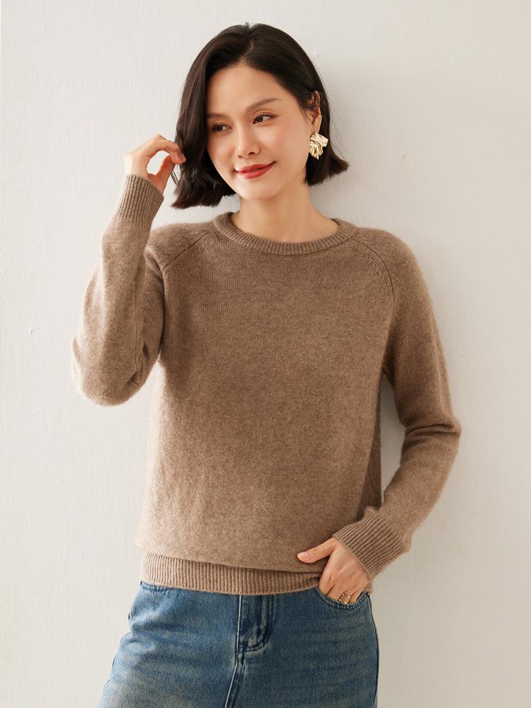 Women's Cashmere Sweater - Autumn/Winter Lazy Style, Thick Loose Knit, Round Neck Pullover Base Layer