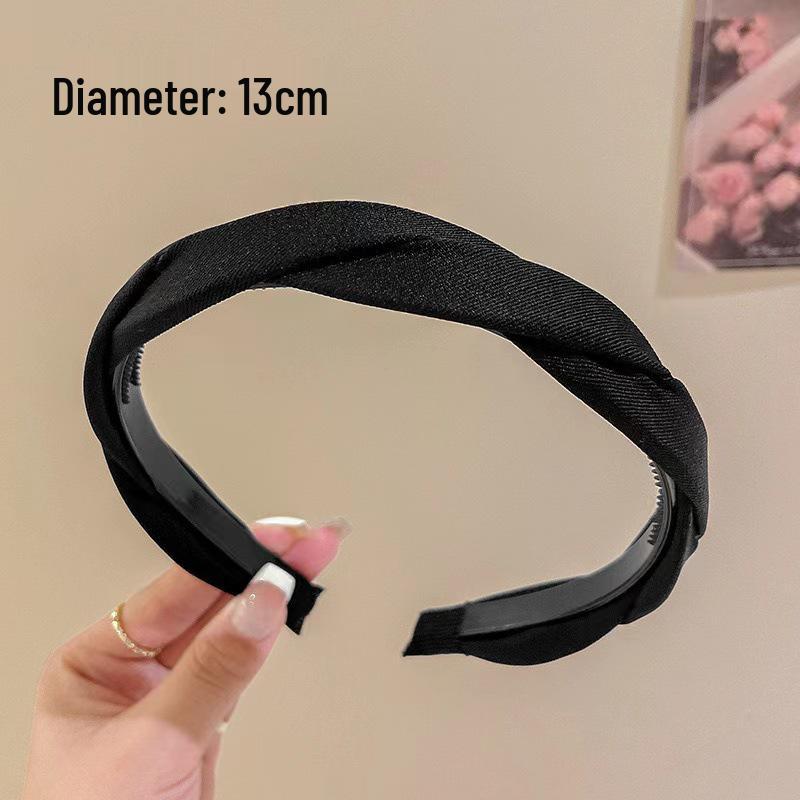 Retro French Wide Skull Top Sponge Headband for Women - Milk Coffee Color Hair Accessory