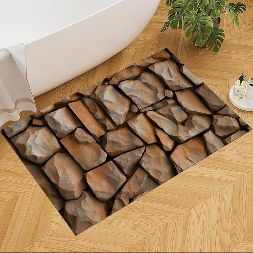 Stone Wall Texture Pattern Non-Slip Home Carpet Design for Living Room Bedroom Office Decor Gift with Vibrant Pattern and Comfortable