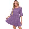 New Style Trendy Solid Loose Waist Short Sleeve Mini Dress Party Evening Sequined Gown