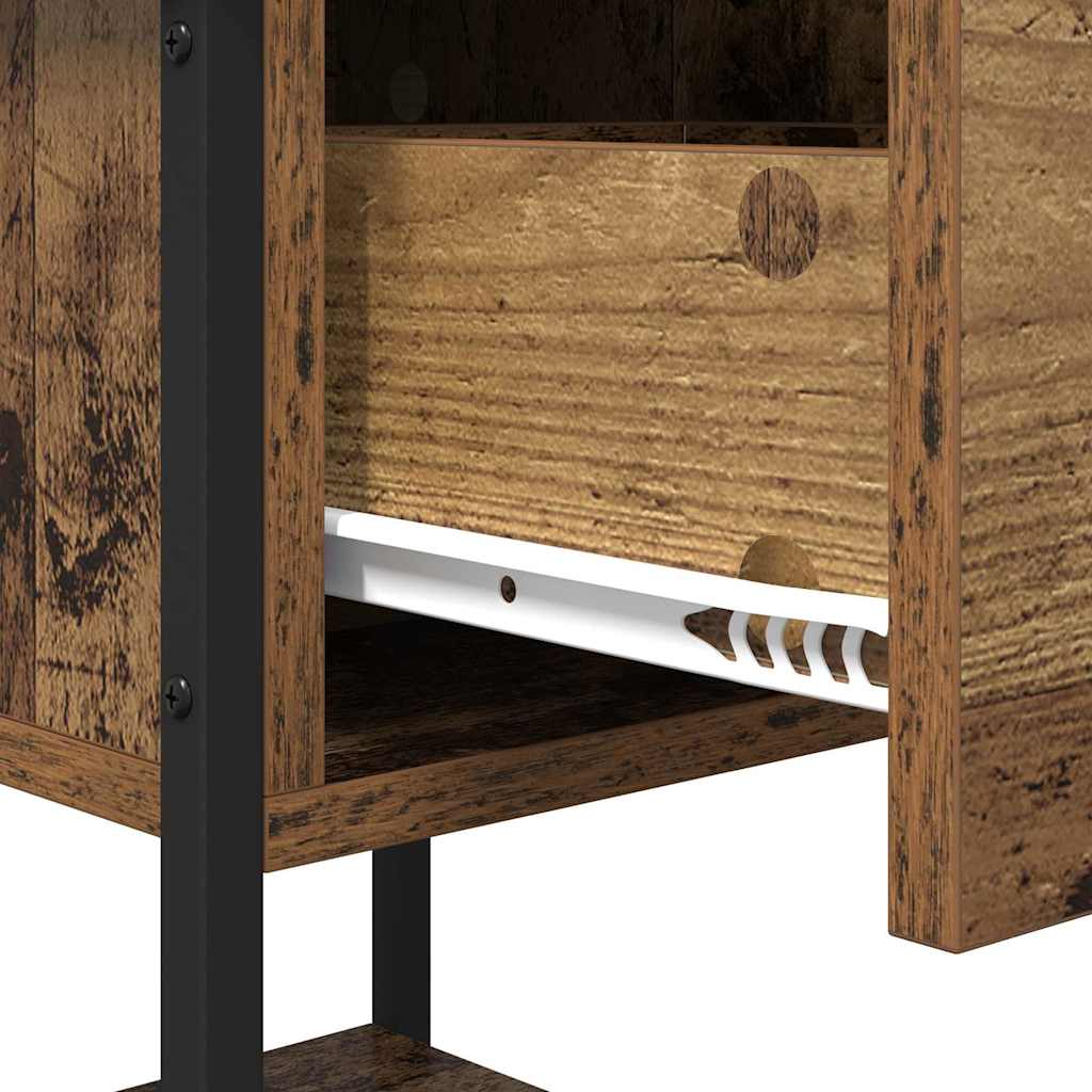 Nightstand Set of 2 Reclaimed Wood Look 34 X 35.5 X 45 Cm Engineered Wood