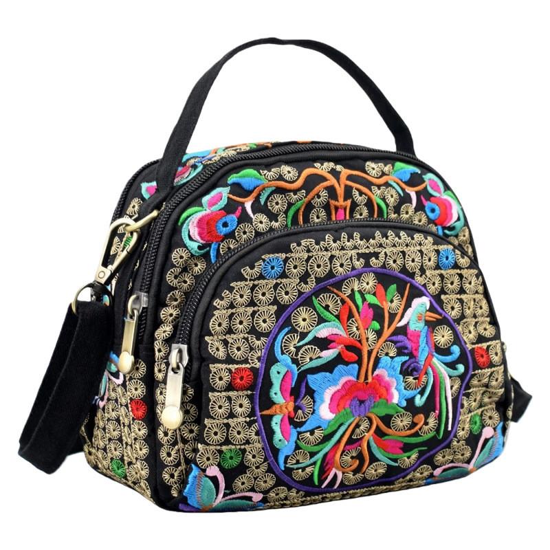 Ethnic Style Embroidered Phone Bag With Zipper For Daily Use