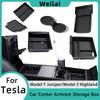 For Tesla Model Y Juniper 2026 Storage Box Model 3 2025 Highland Center Console Armrest Storage Tray Cover Tidying Accessories