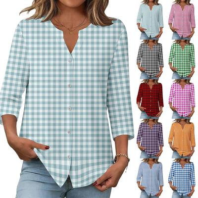 Blusa casual a rayas y cuadros estampada elegante para mujer