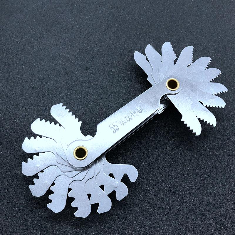 Useful 55/60 Degree Screw Thread Pitch Cutting Gauge Blades Gage Dual Head Measuring Tool
