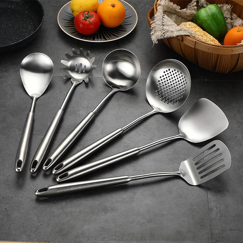 6 piece /Set 304 Stainless Steel Spatula Cooking Shovel Kitchen Cooking Spoon Shovel Kitchenware Set Soup Spoon Colander