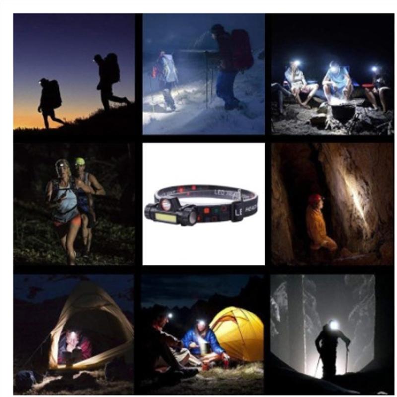 Led Xpe+cob Headlight USB Rechargeable Headlamp Head Torch Outdoor Waterproof Camping Head Light