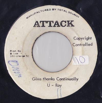 7inch Record UROY  AUGUSTUS PABLO  Give Thanks Continually  Straight  NONE Attack 1975 Jamaica Reggae Ska  Dub Used