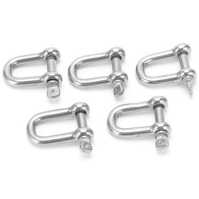 5 Stück M6 Gerader D-Schäkel Kurz 304 Edelstahl Bruch-D-Takel Schäkelhaken Boot