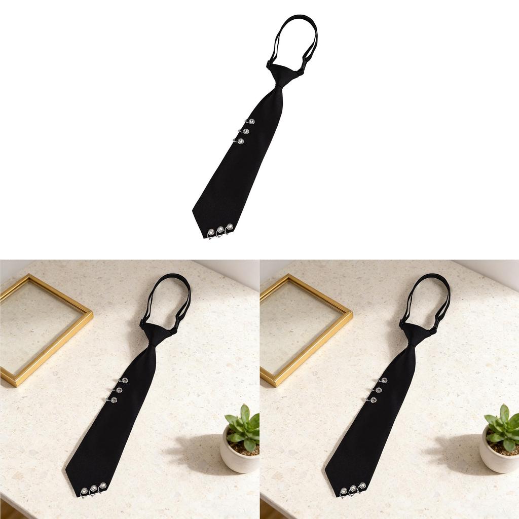 Punk Style Round Ring Studded Tie With Geometric Pattern For Men And Women