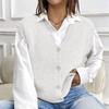 Women's Loose Knitted Vest V-Neck Solid Color Sweater