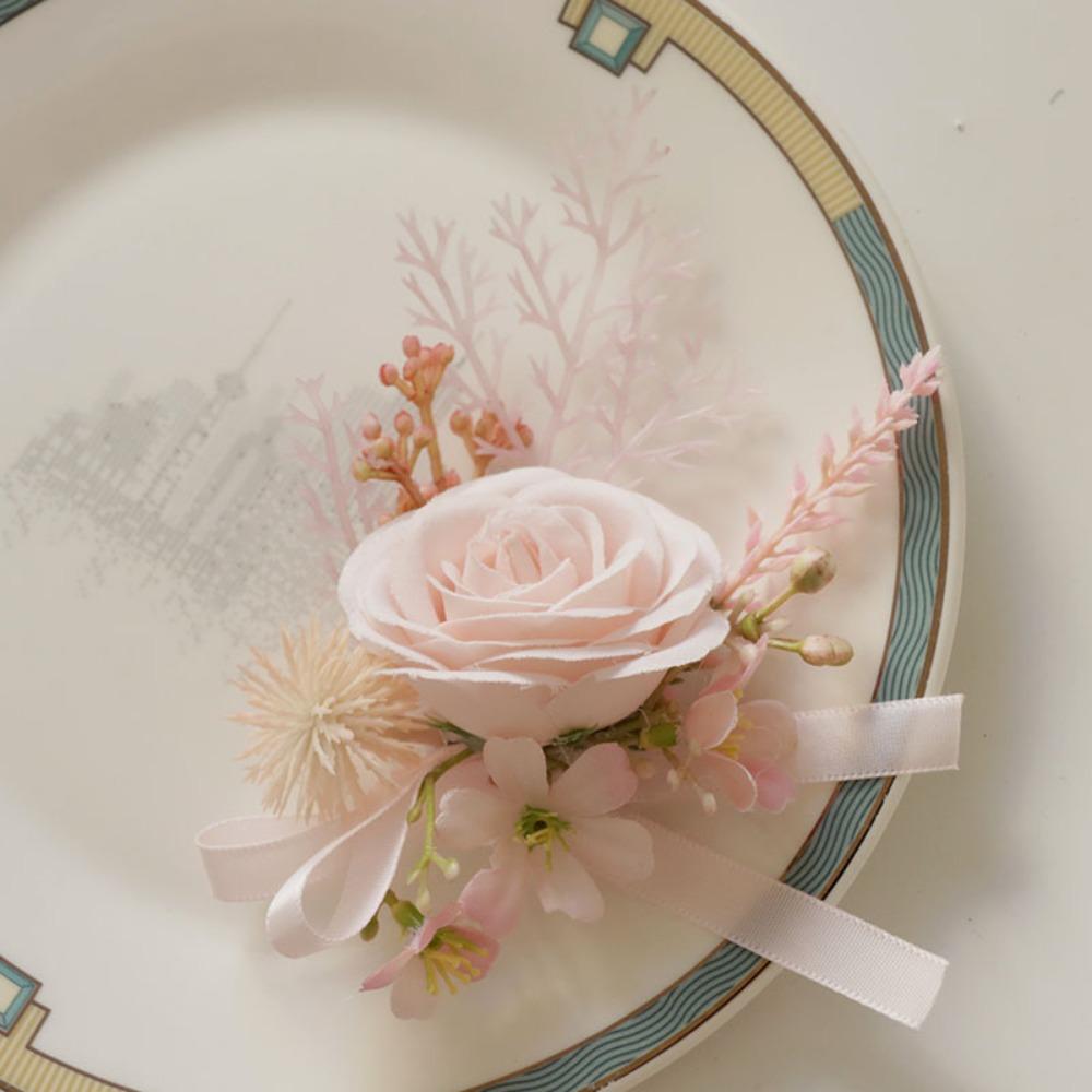 

Flower Pink Silk Rose Boutonniere Groomsman Brooch Buttonhole Men Corsage Wedding Party Decoration Supplies Wedding Everything