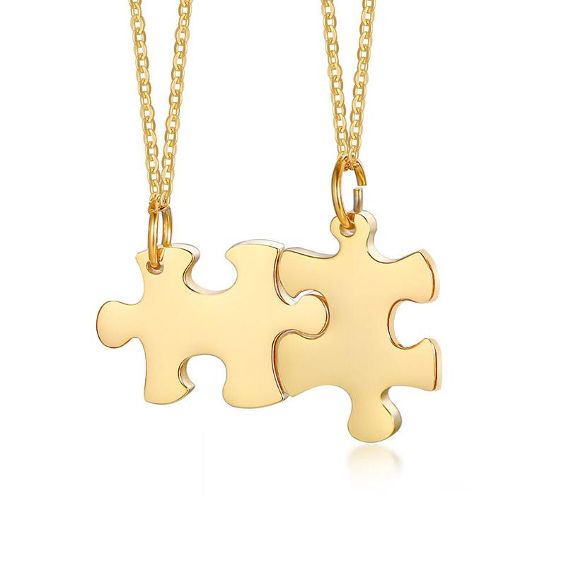 Personalized Puzzle Necklace Friendship Customized Pendant 2/3/4/5 Pieces Best Friends BFF Stainless Steel Bridesmaid Gift