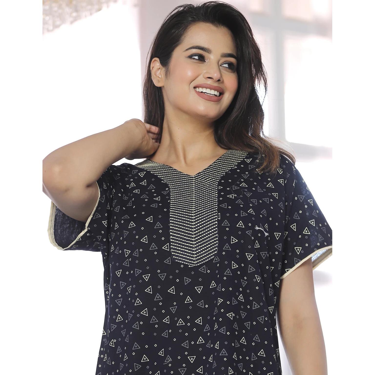 

Women Casual Comfortable Cotton Nighty Indian Bollywood Printed Night Wear Gown 3XL-46