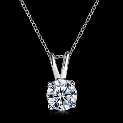 2Ct Lab Diamond Solitaire Pendant Necklace S925 Sterling Silver Color Choker Statement Necklace Women Jewelry with Link Chain